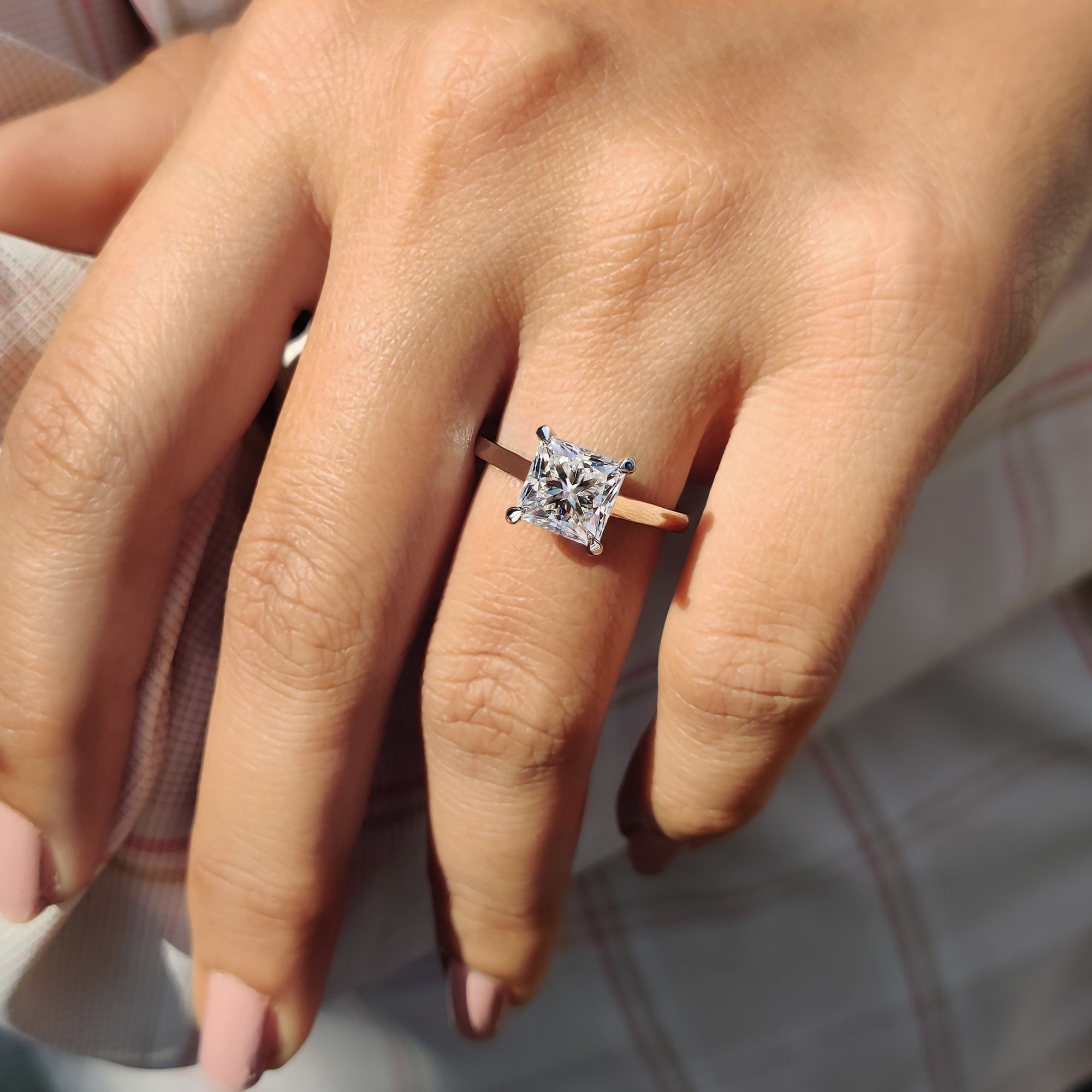 Princess Cut Solitaire Ring in a Cathedral Setting