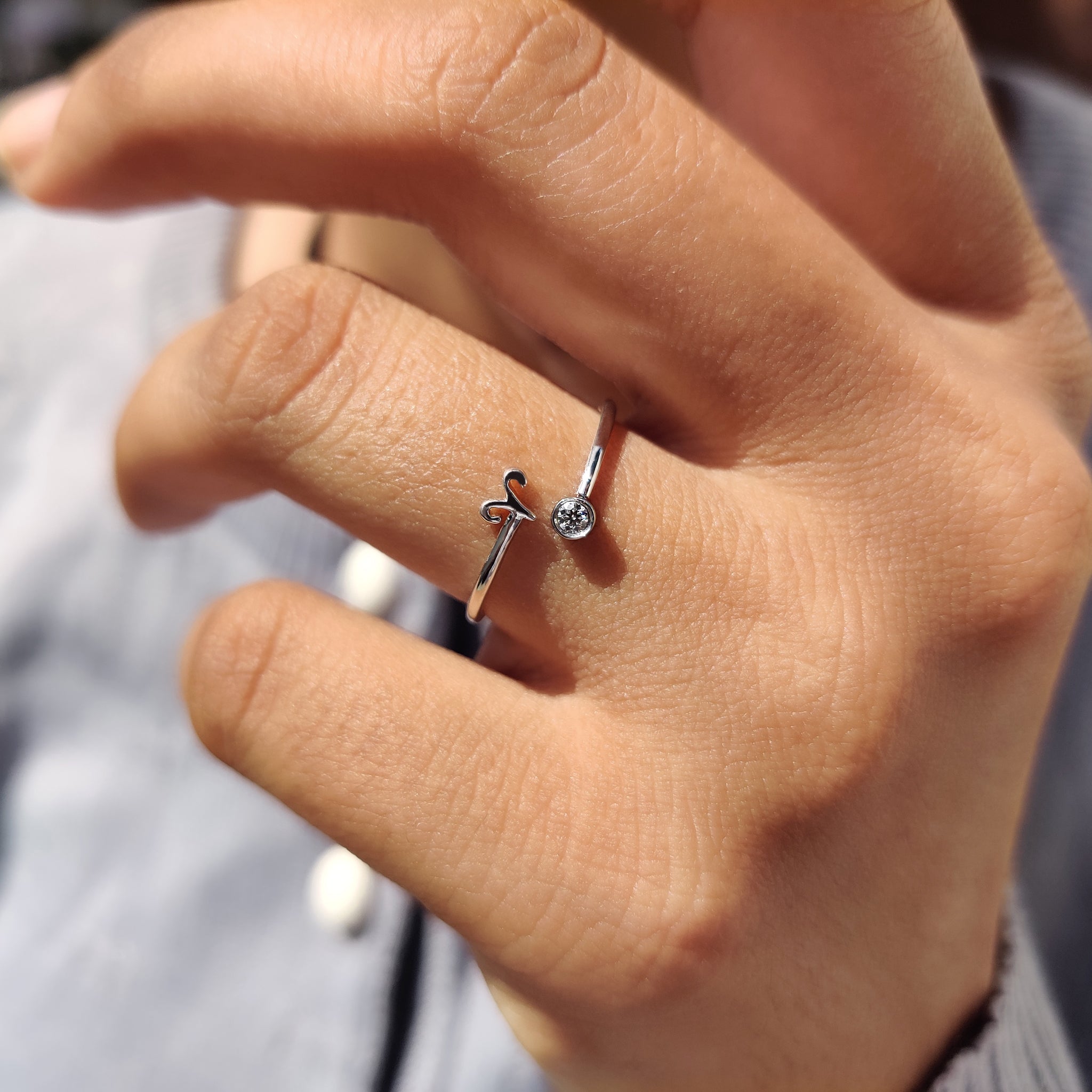 Round Moissanite Band With Aries Zodiac Symbol