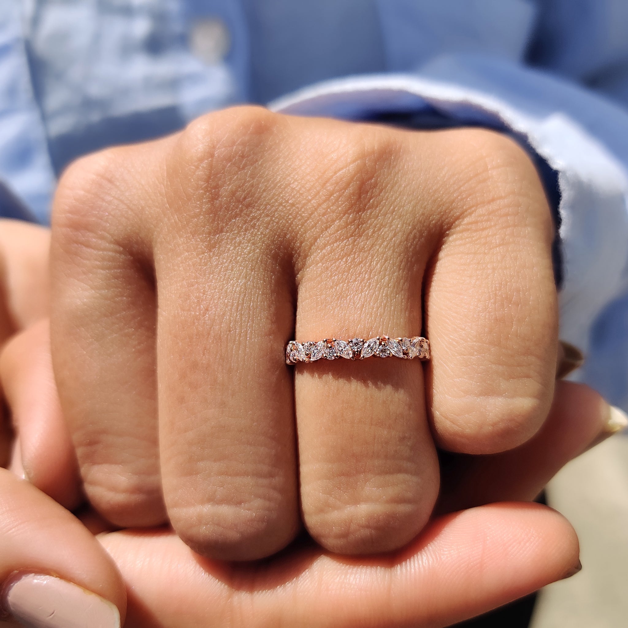 Marquise Cut Wedding Band In Full Eternity Style
