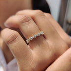 Simple Gold Wedding Band With Round Cut Moissanite