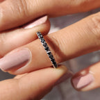 Round Cut Half Eternity Black Stone Wedding Band