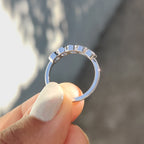Royal Dark Blue Stone French Cut Half Eternity Wedding Band