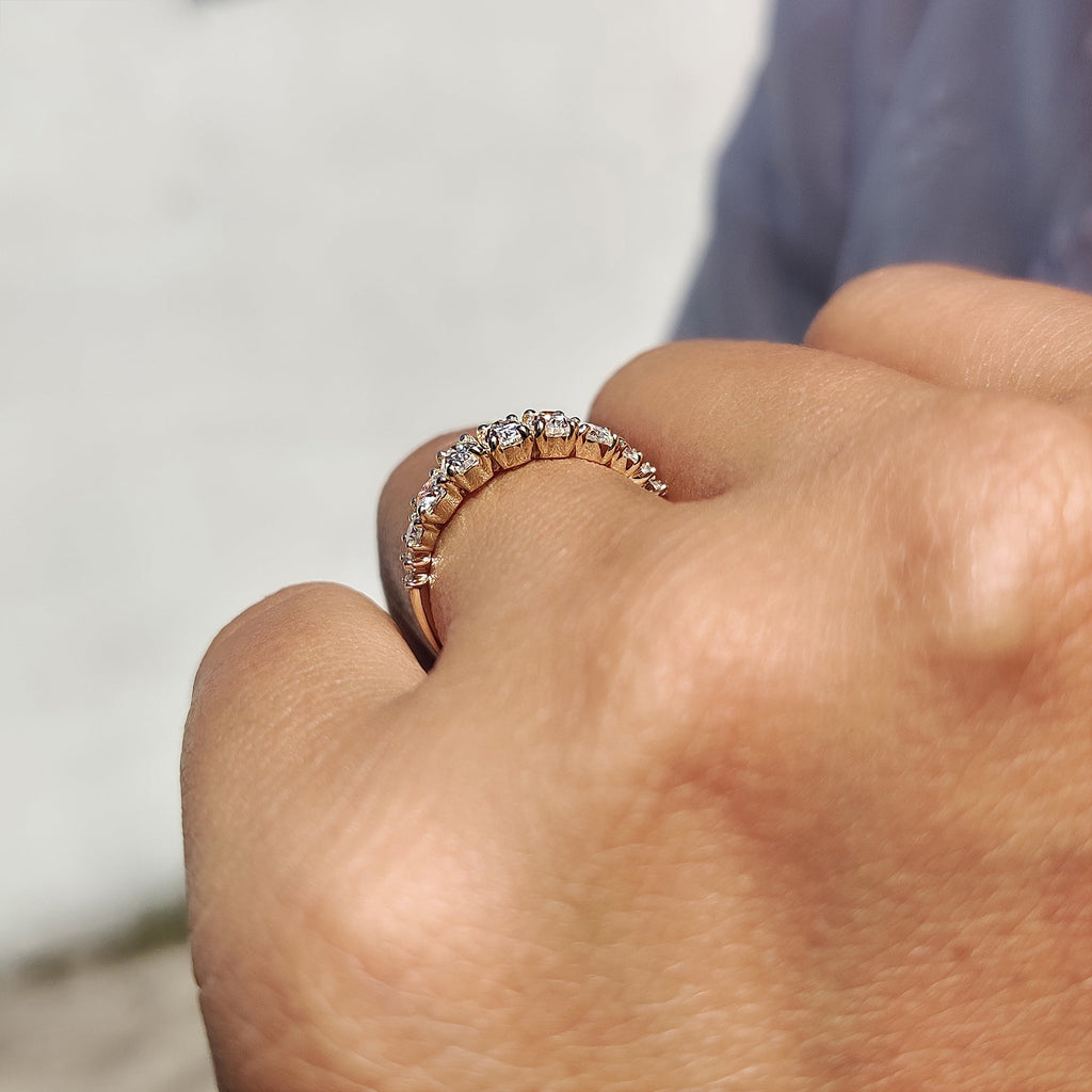 Half Eternity Oval Cut Wedding Band