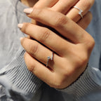 2 Round Cut Moissanite In Open Gap Wedding Band