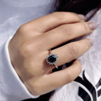 Tapered Shank Black Oval Engagement Ring