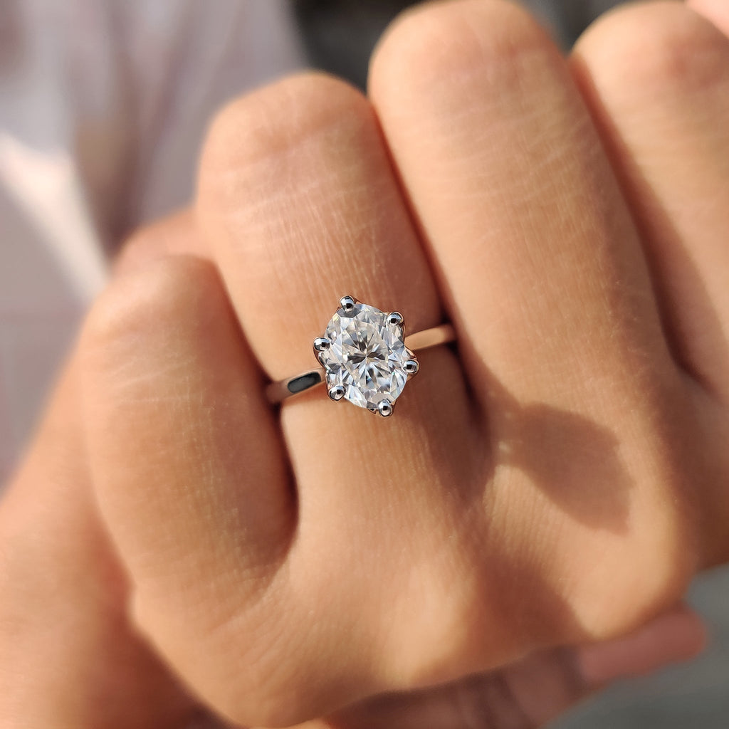 Oval Cut Engagement Ring With Hidden Blue Stone