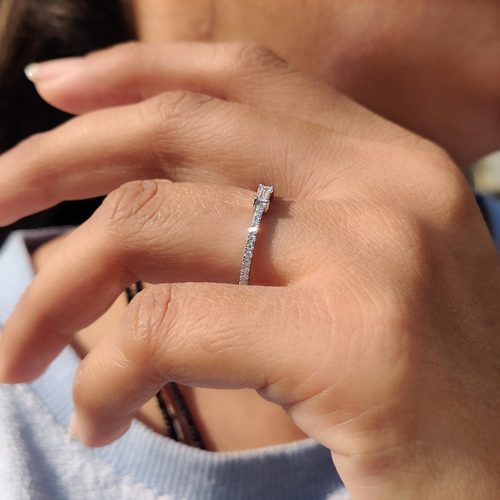 Round And Baguette Diamond Band In Half Eternity Style