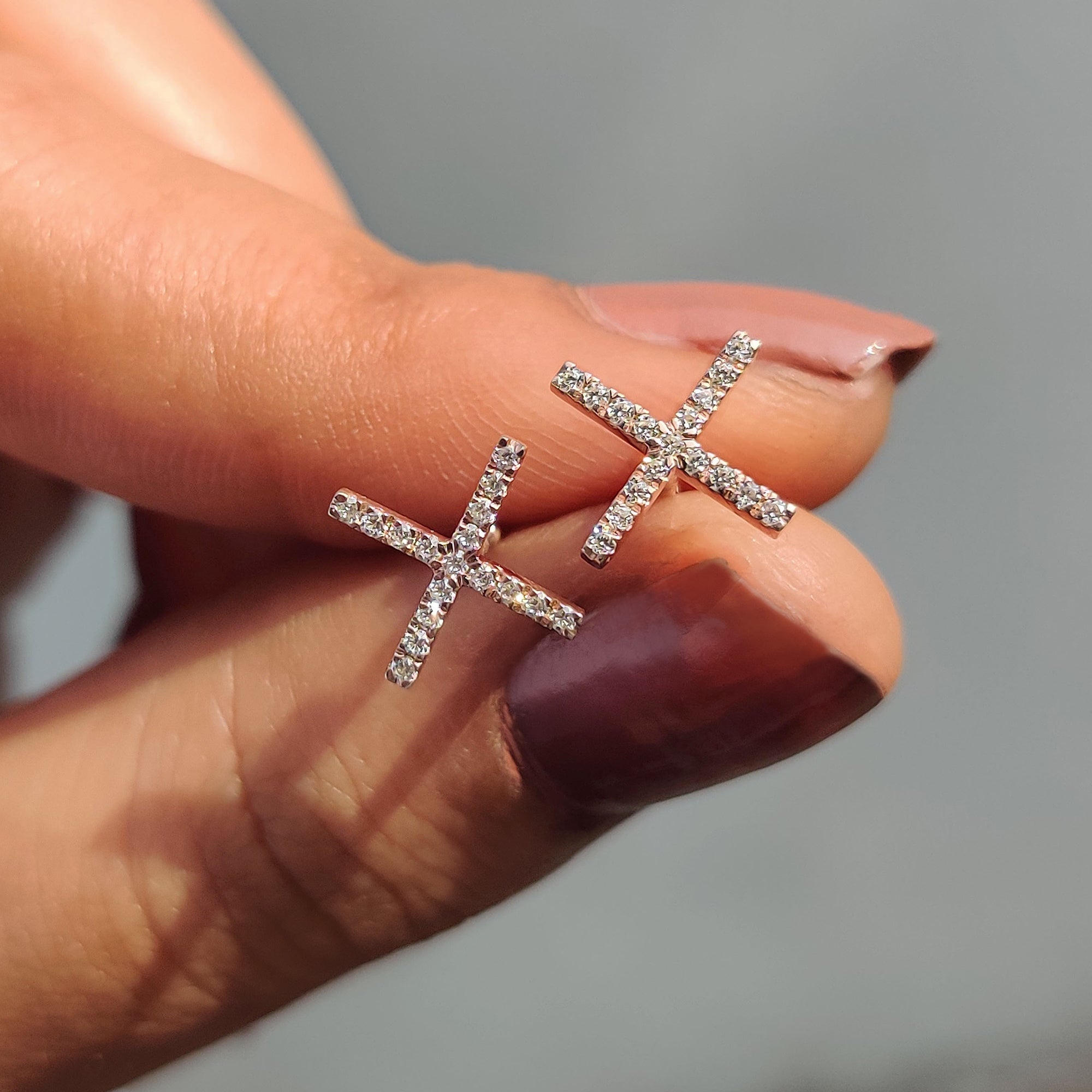 Round Cut X Shaped Moissanite Earrings