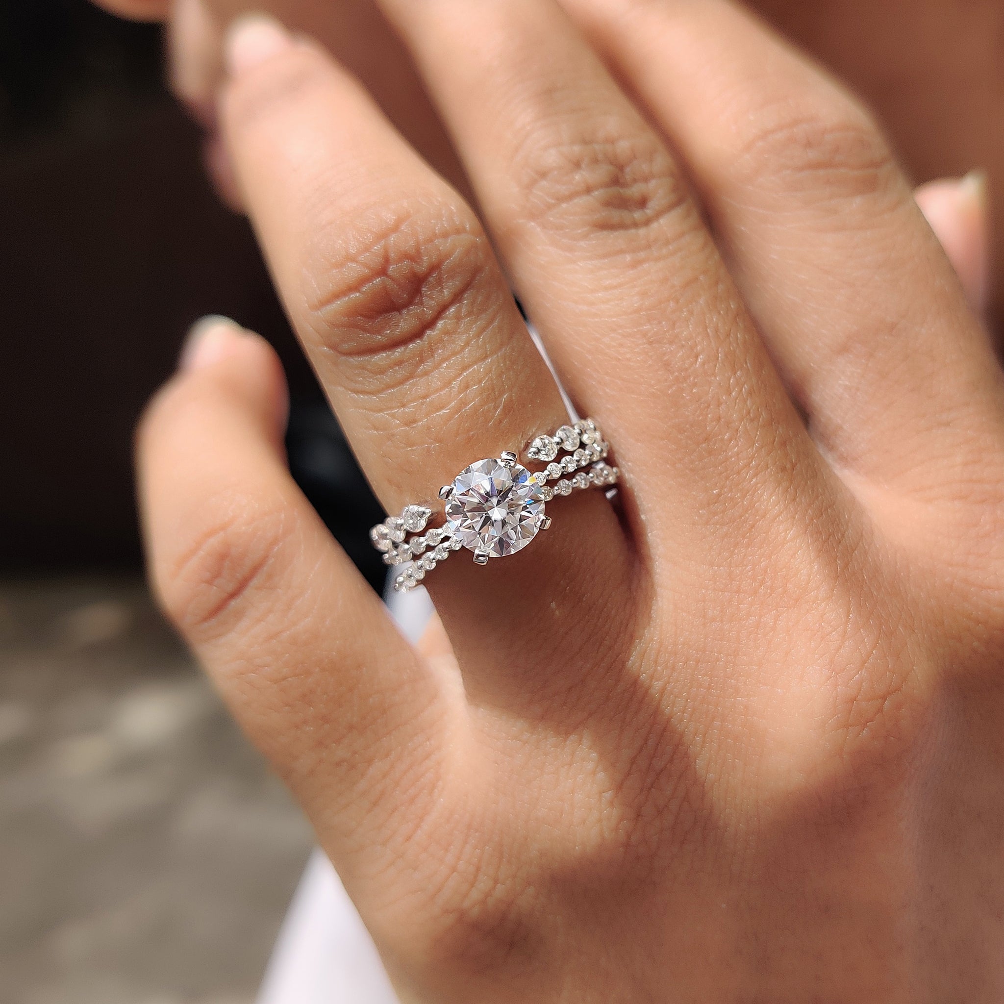 Round Cut Shared Prong Wedding Band