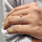 Round Cut 2 Stone Open Gap Wedding Band