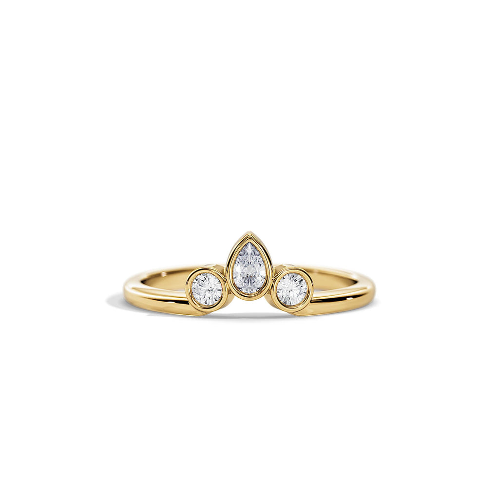 0.40 TCW Round & Pear Moissanite Bezel Wedding Band