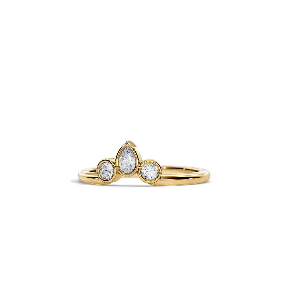 0.40 TCW Round & Pear Moissanite Bezel Wedding Band
