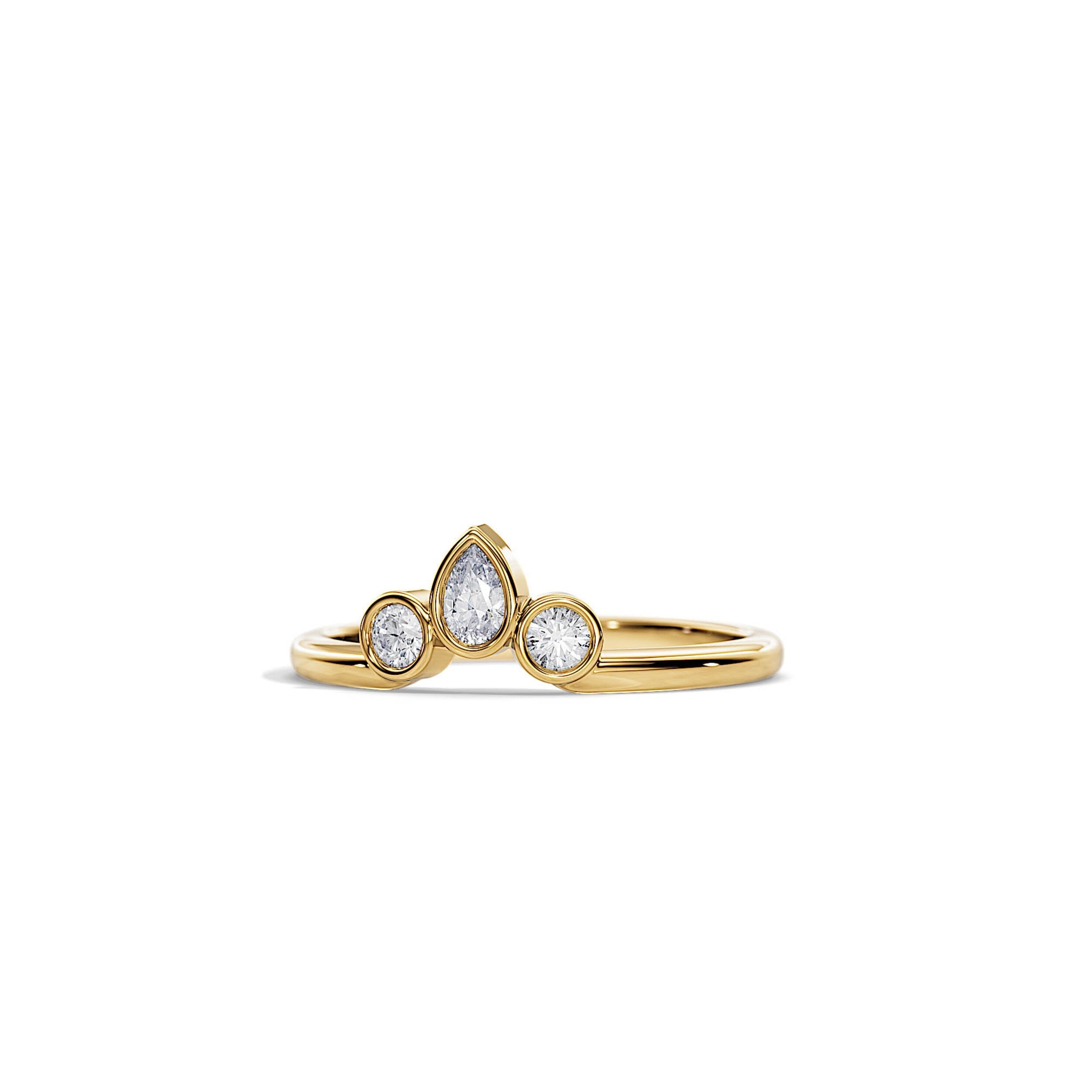 0.40 TCW Round & Pear Moissanite Bezel Wedding Band