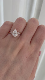 1.52-3.52 CT Pear Cut Lab Grown Diamond Cluster Engagement Ring