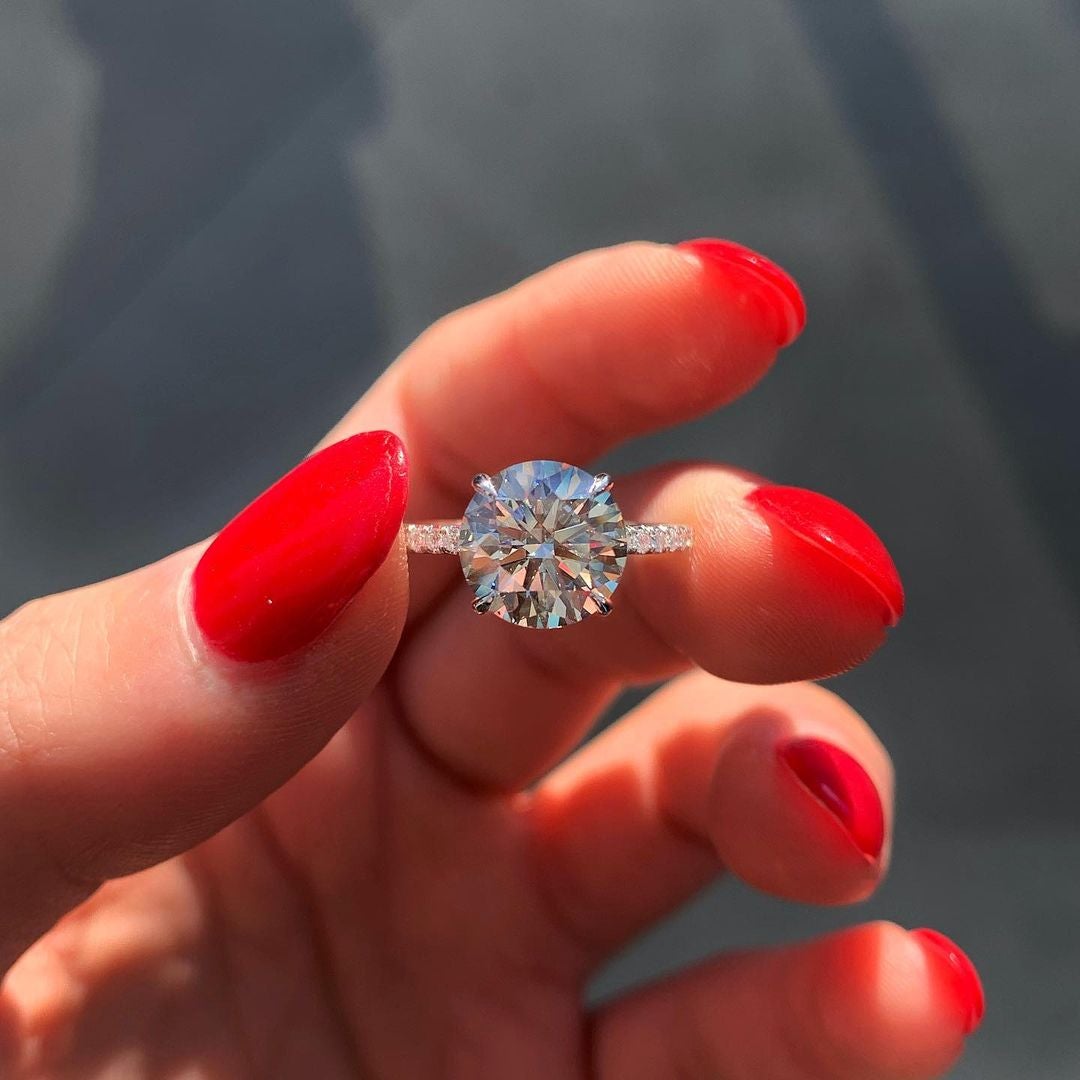 1.50 CT Round Cut Moissanite Pave Setting Engagement Ring