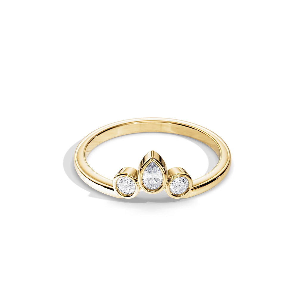 0.40 TCW Round & Pear Moissanite Bezel Wedding Band