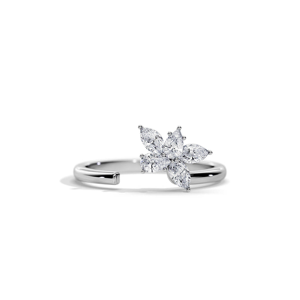 0.55 TCW Pear & Marquise Moissanite Open Wedding Band
