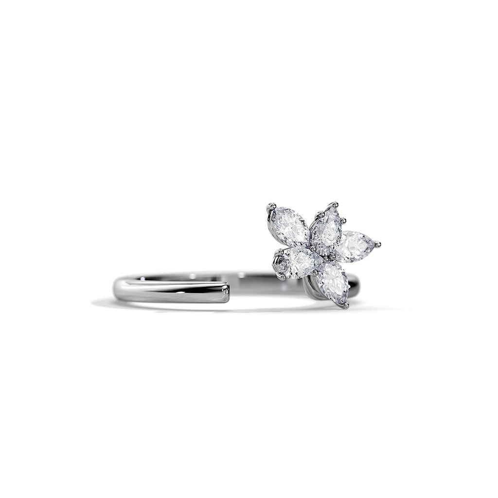 0.55 TCW Pear & Marquise Moissanite Open Wedding Band