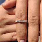 Round And Baguette Diamond Wedding Band In Half Eternity Style