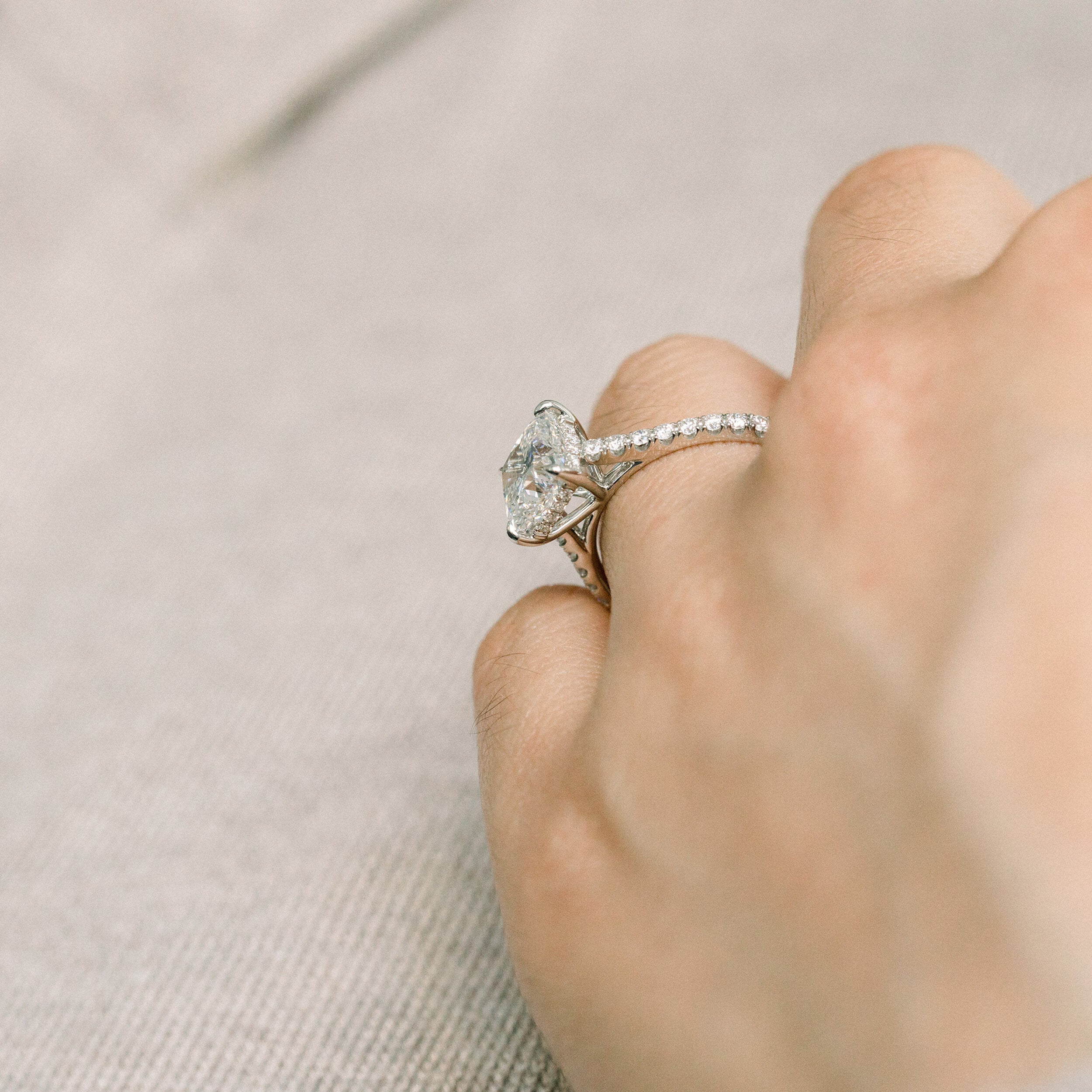 2.25 CT Cushion Moissanite Pave Setting Engagement Ring