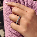 Round Cut Cyan Blue Full Eternity Wedding Band