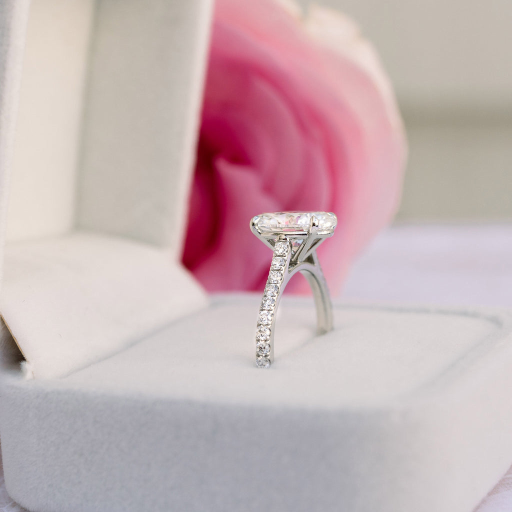 2.50 CT Oval Moissanite Pave Setting Engagement Ring
