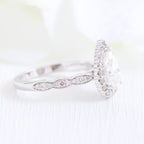 1.50 CT Pear Cut Moissanite Halo Engagement Ring