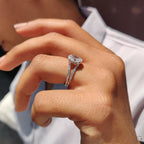 Oval Shaped Engagement Ring with Split Pave Band