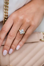 4.0 CT Oval Cut cluster Style Moissanite Engagement Ring