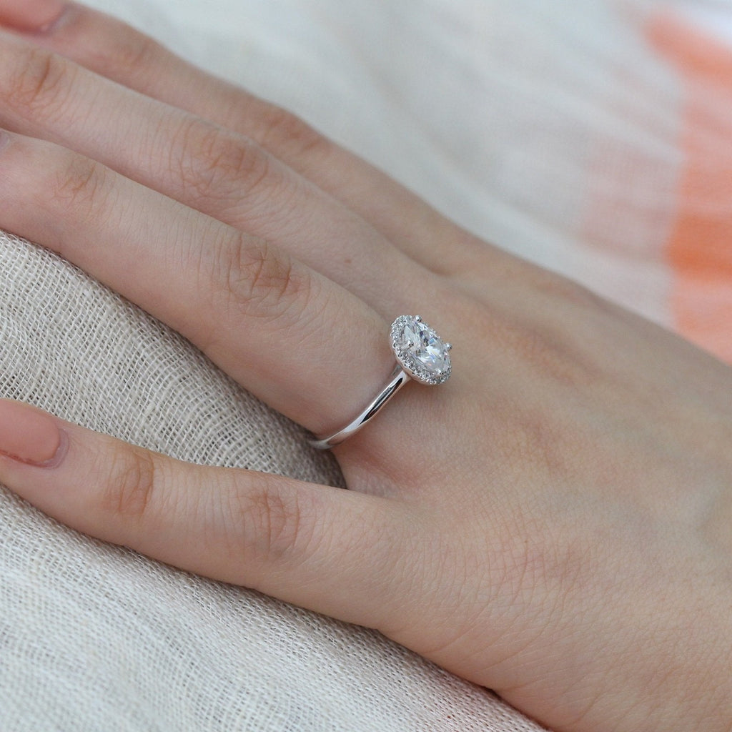 1.50 CT Oval Cut Halo Style Moissanite Engagement Ring