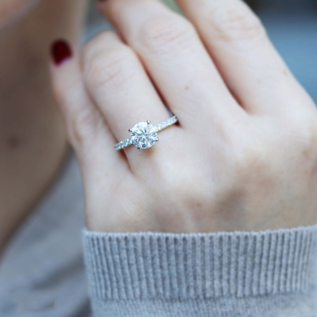 2.25 CT Round Moissanite Pave Setting Engagement Ring