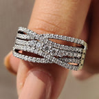 Multi Row Pave Round Cut Band