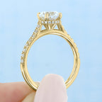 1.0CT Round Cut Hidden Halo Pave Style Moissanite Engagement Ring