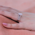 1.50CT Oval Cut Moissanite Halo Bridal Ring Set