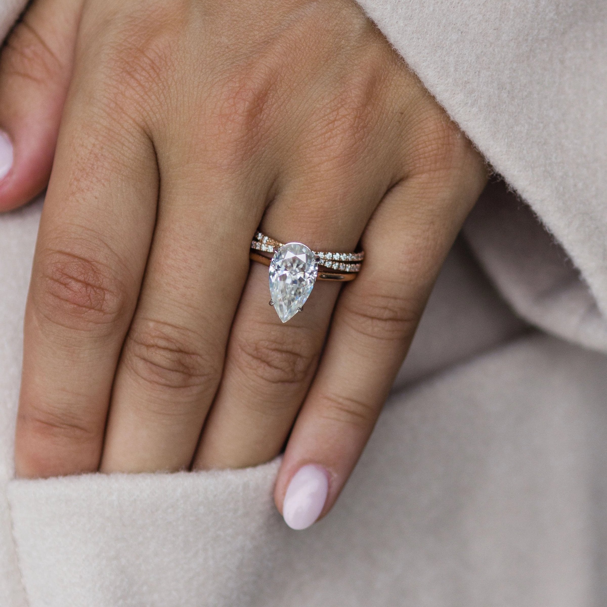 4.50 CT Pear Cut Moissanite Solitaire Engagement Ring