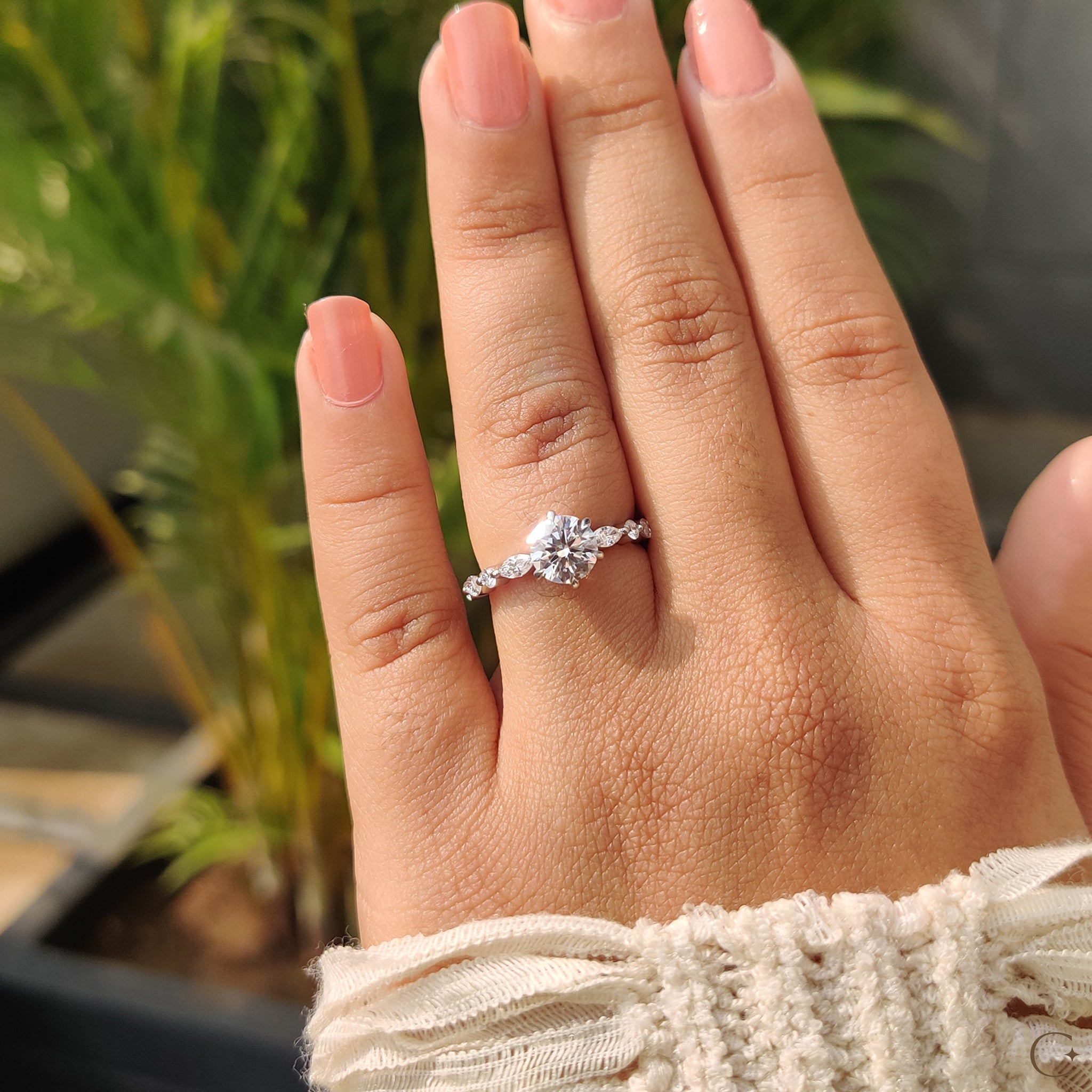 Lab Grown Round Diamond Ring In Share Prong Band