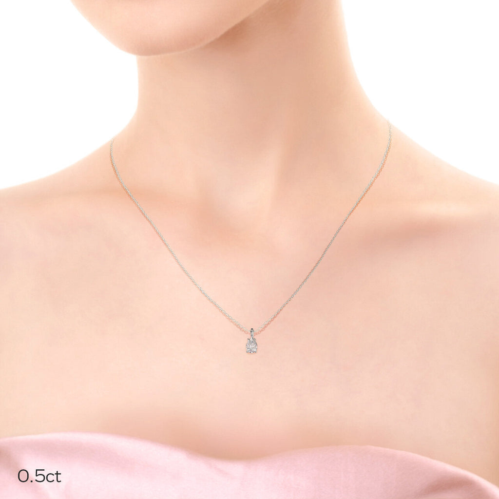 0.50 CT-1.0 CT Pear Cut Moissanite Solitaire Layering Necklace