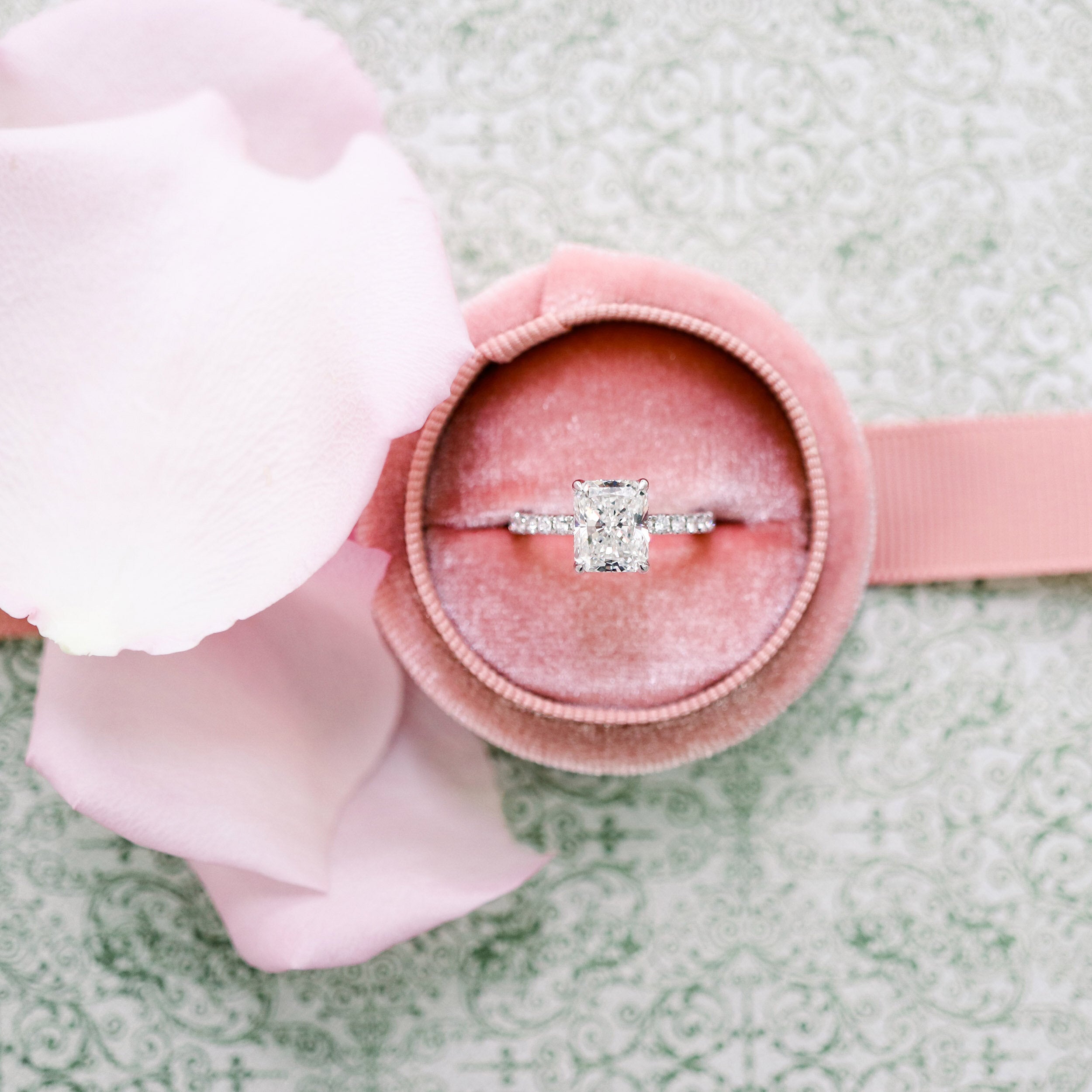 3.0 CT Radiant Moissanite Pave Setting Engagement Ring