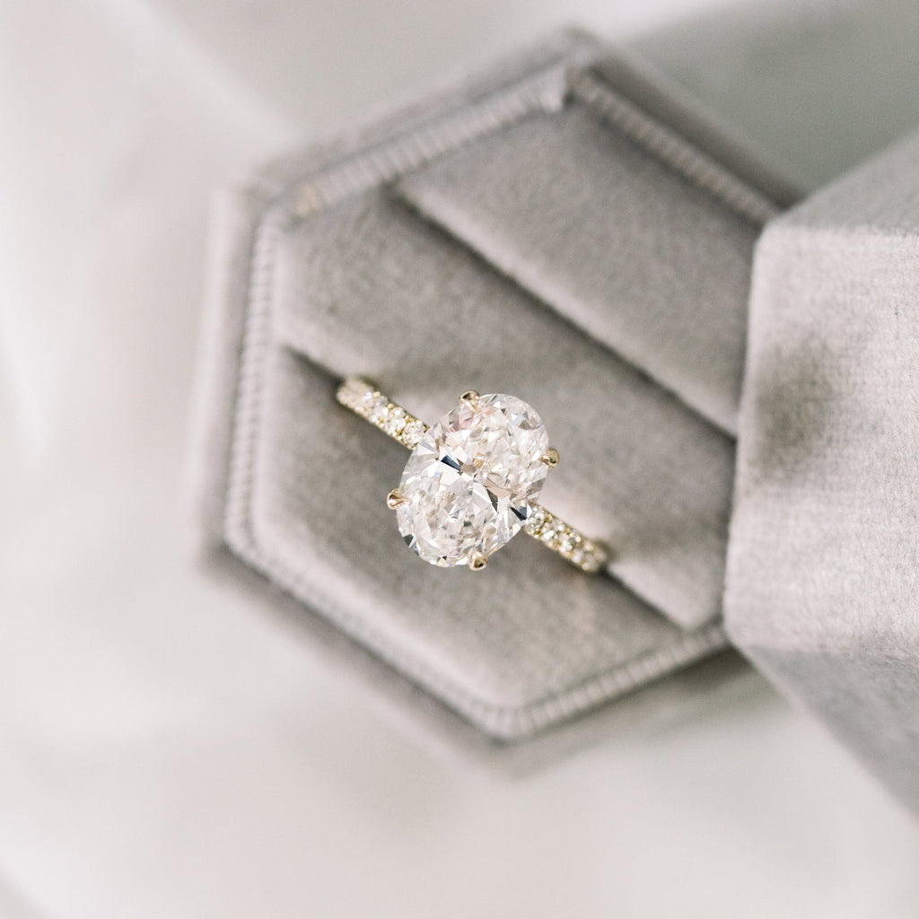 1.75 CT Oval Cut Moissanite Pave Setting Engagement Ring