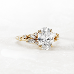 2.0 CT Oval Cut Moissanite Cluster Style Engagement Ring
