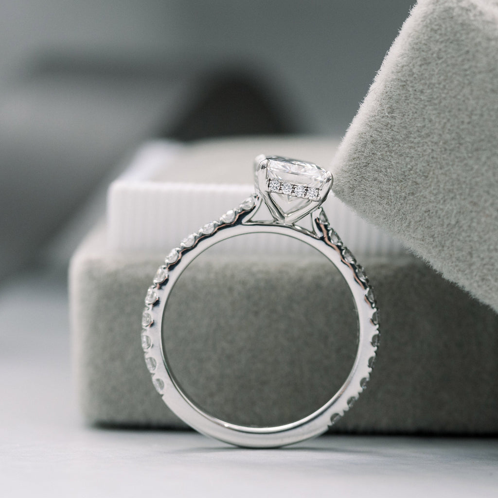 2.0 CT Radiant Moissanite Solitaire Pave Setting Engagement Ring