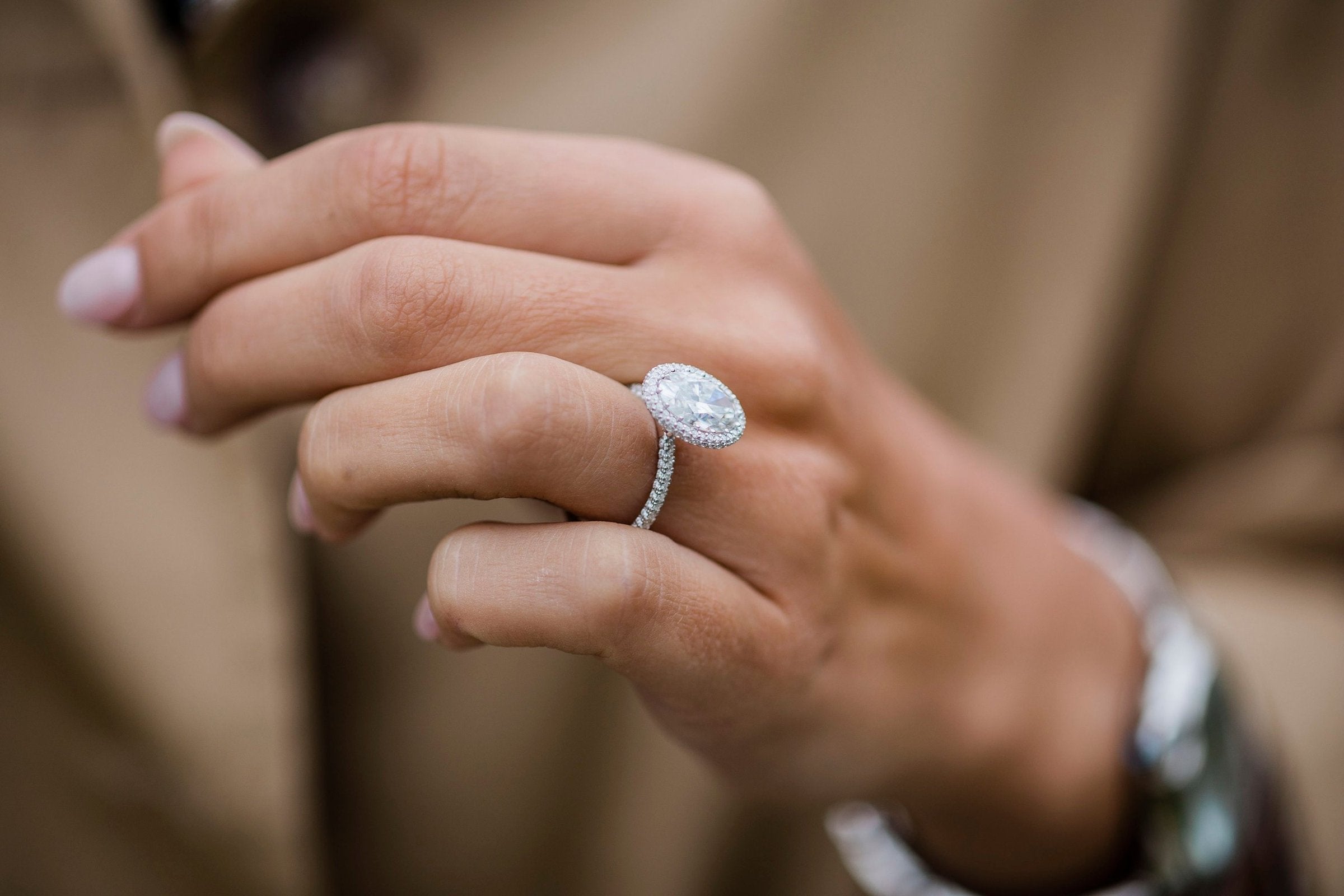 3.85 CT Oval Halo Moissanite Setting Engagement Ring