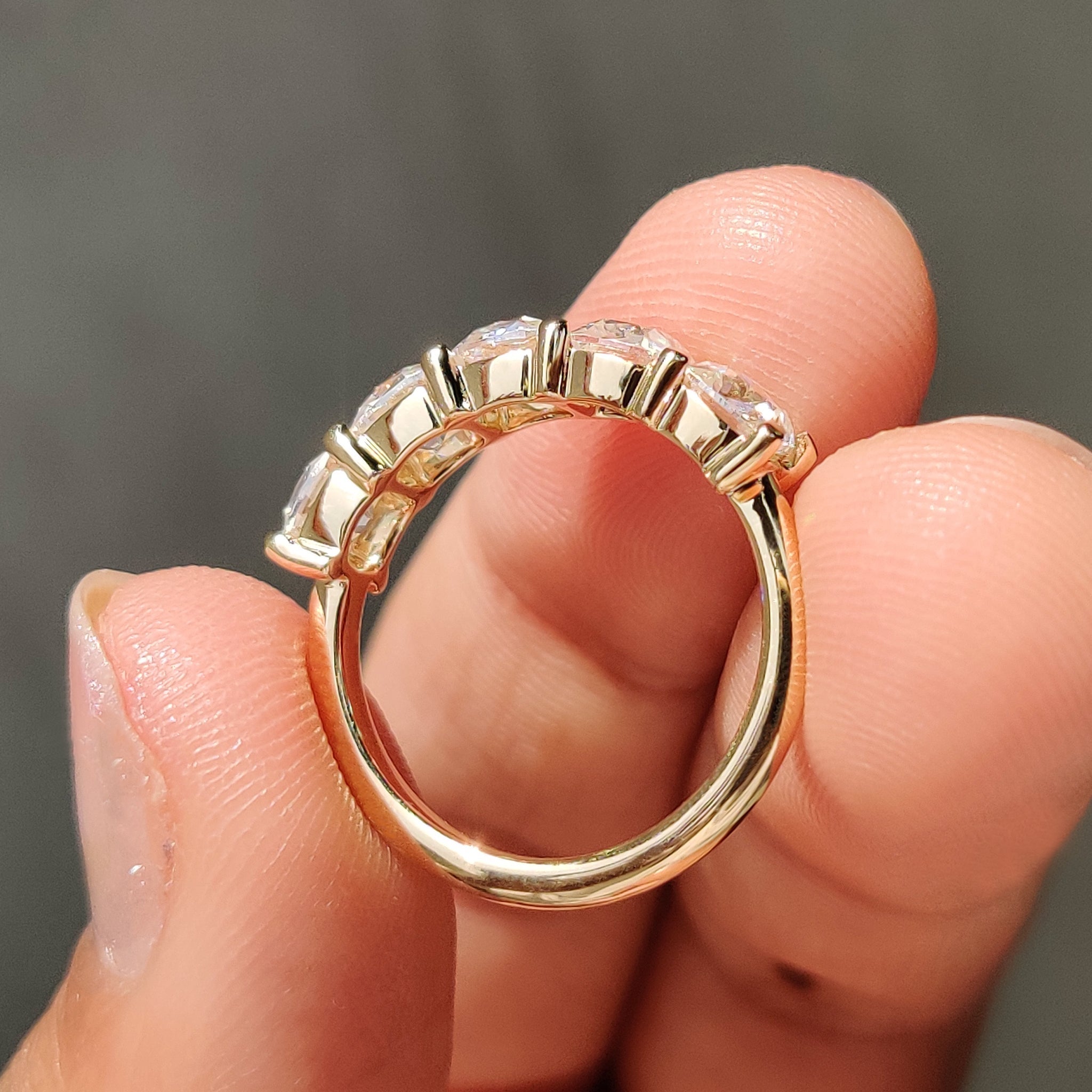 Cushion Old Mine Cut 5 Stone Wedding Band