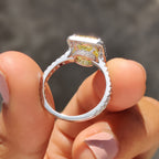 Princess Cut Moissanite Ring In Hidden Halo Style