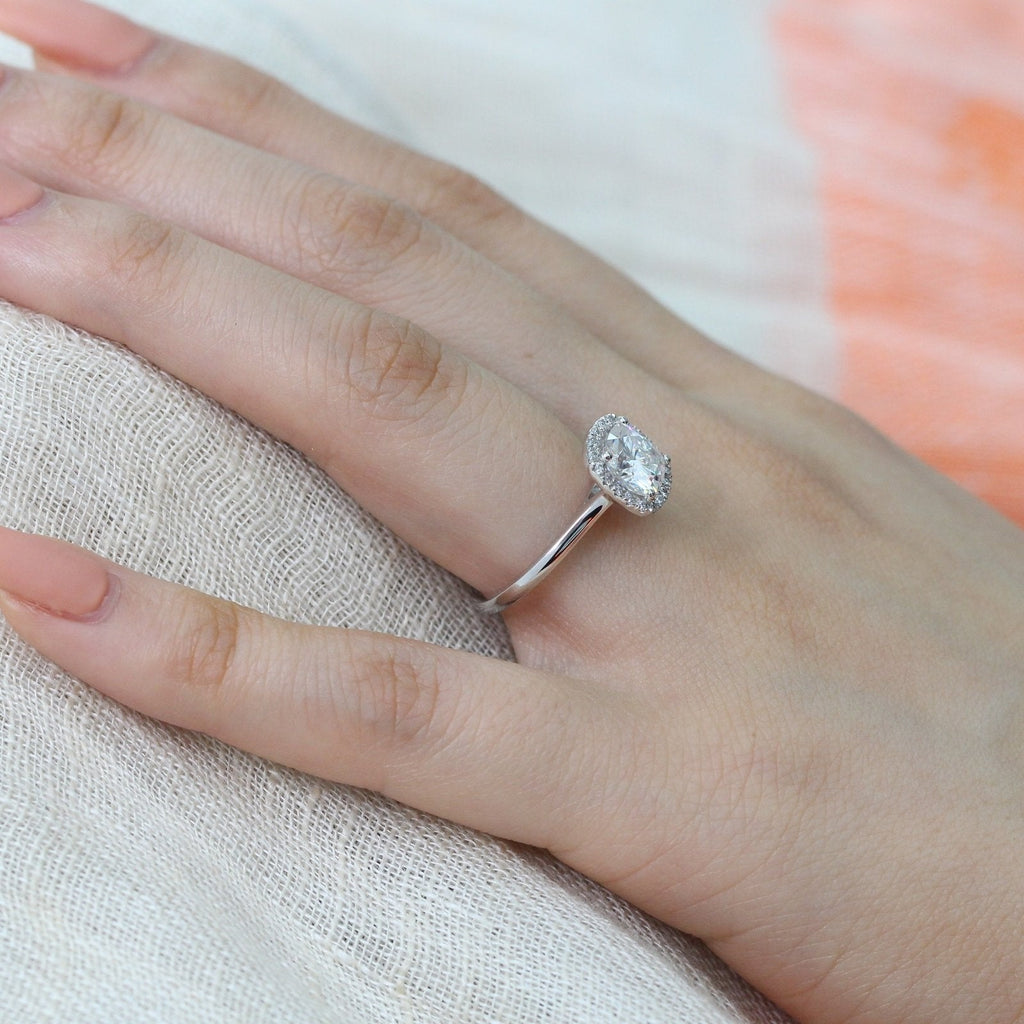 1.65 CT Cushion Cut Moissanite Halo Engagement Ring