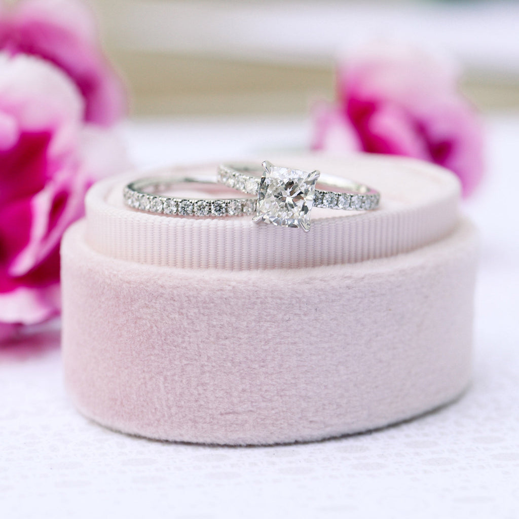 2.50 CT Cushion Moissanite Pave Setting Engagement Ring
