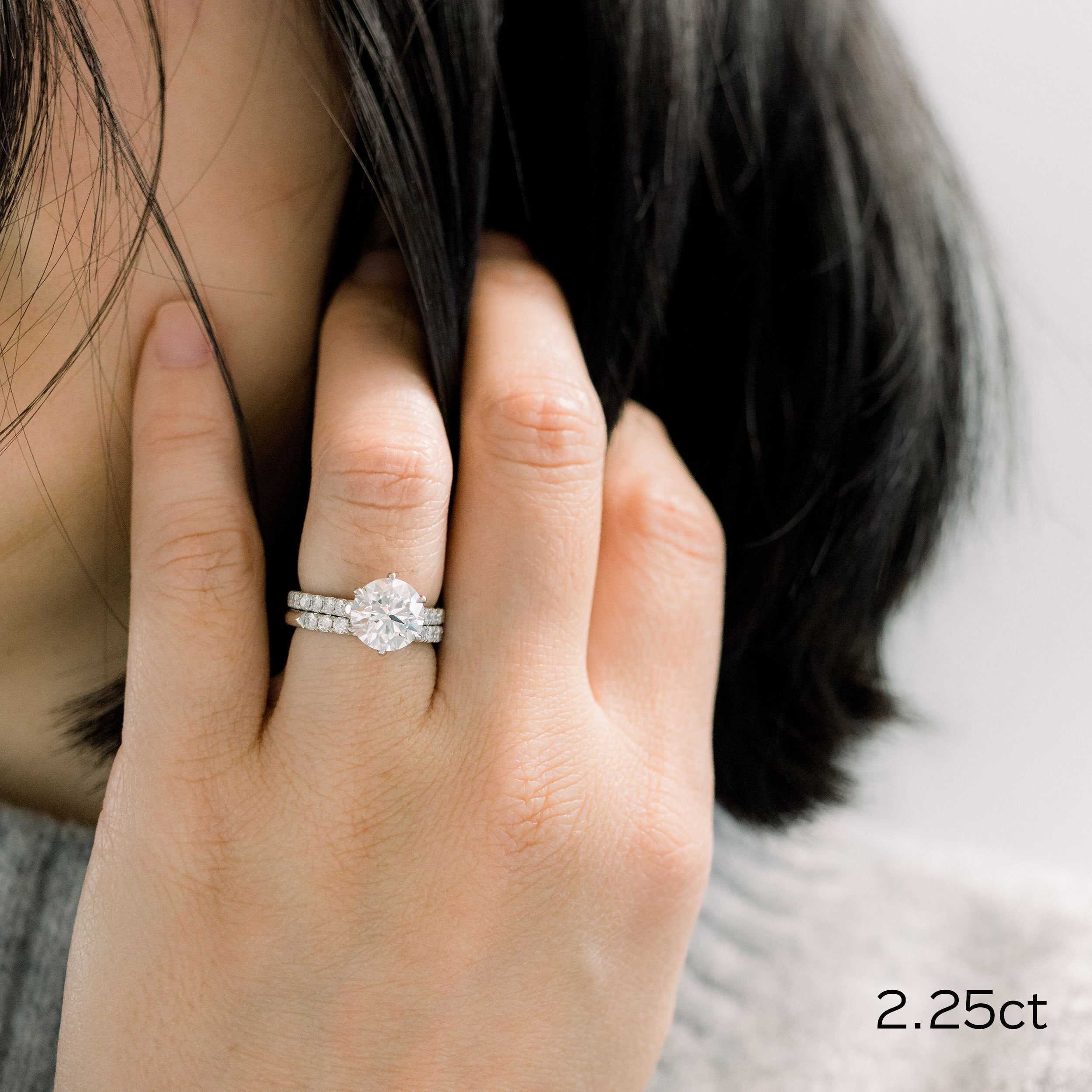 2.25 CT Round Moissanite Solitaire Setting Engagement Ring