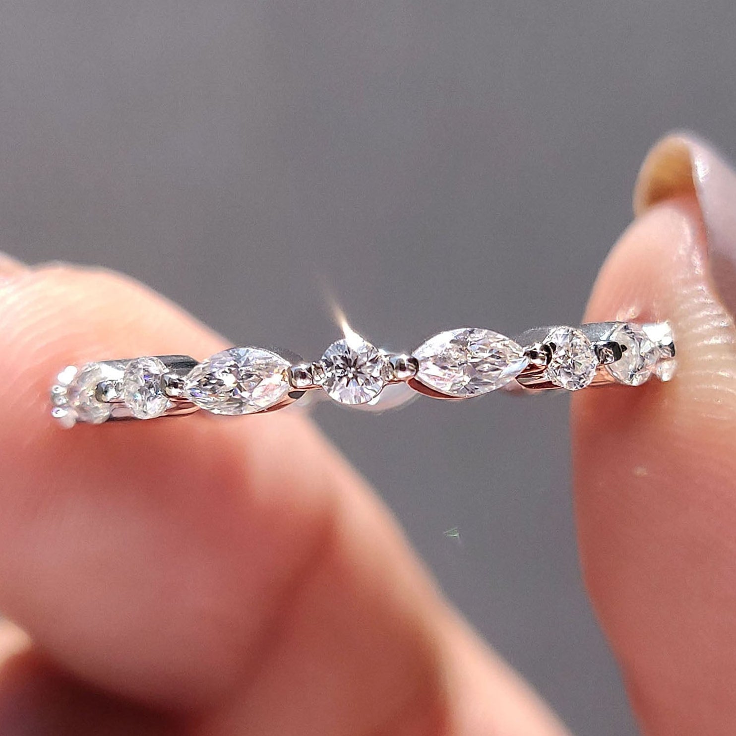 Floating Bubble Wedding Band In White Gold