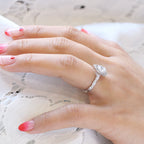 1.0 CT Vintage Floral Pear Cut Diamond Moissanite Halo Engagement Ring