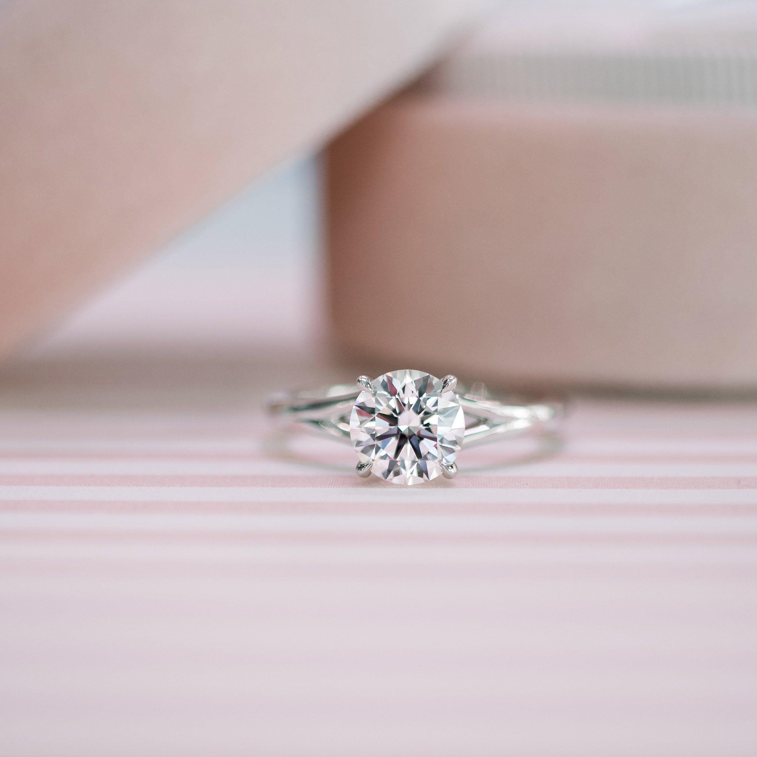 1.50 CT Round Moissanite Solitaire Style Engagement Ring